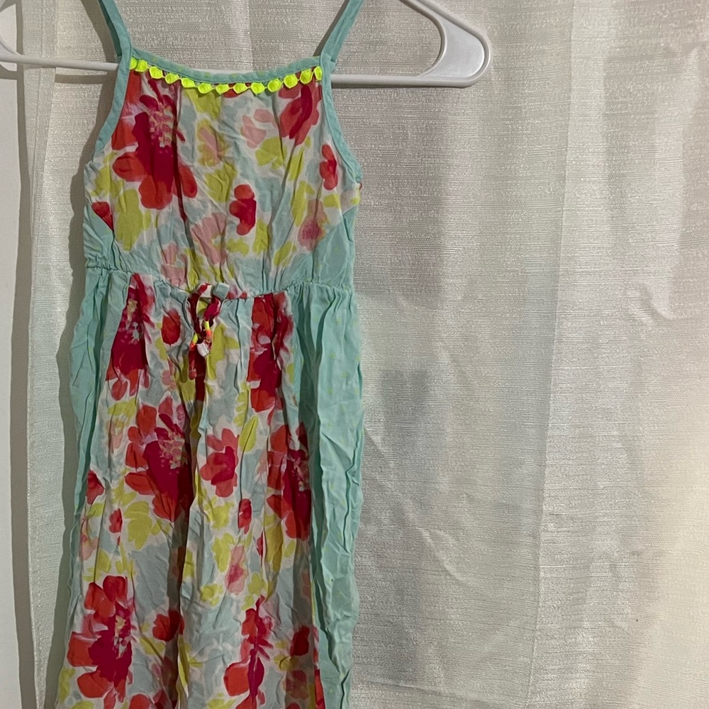 Cat & Jack Multicolor Dress with Flowered pattern Neon Accents